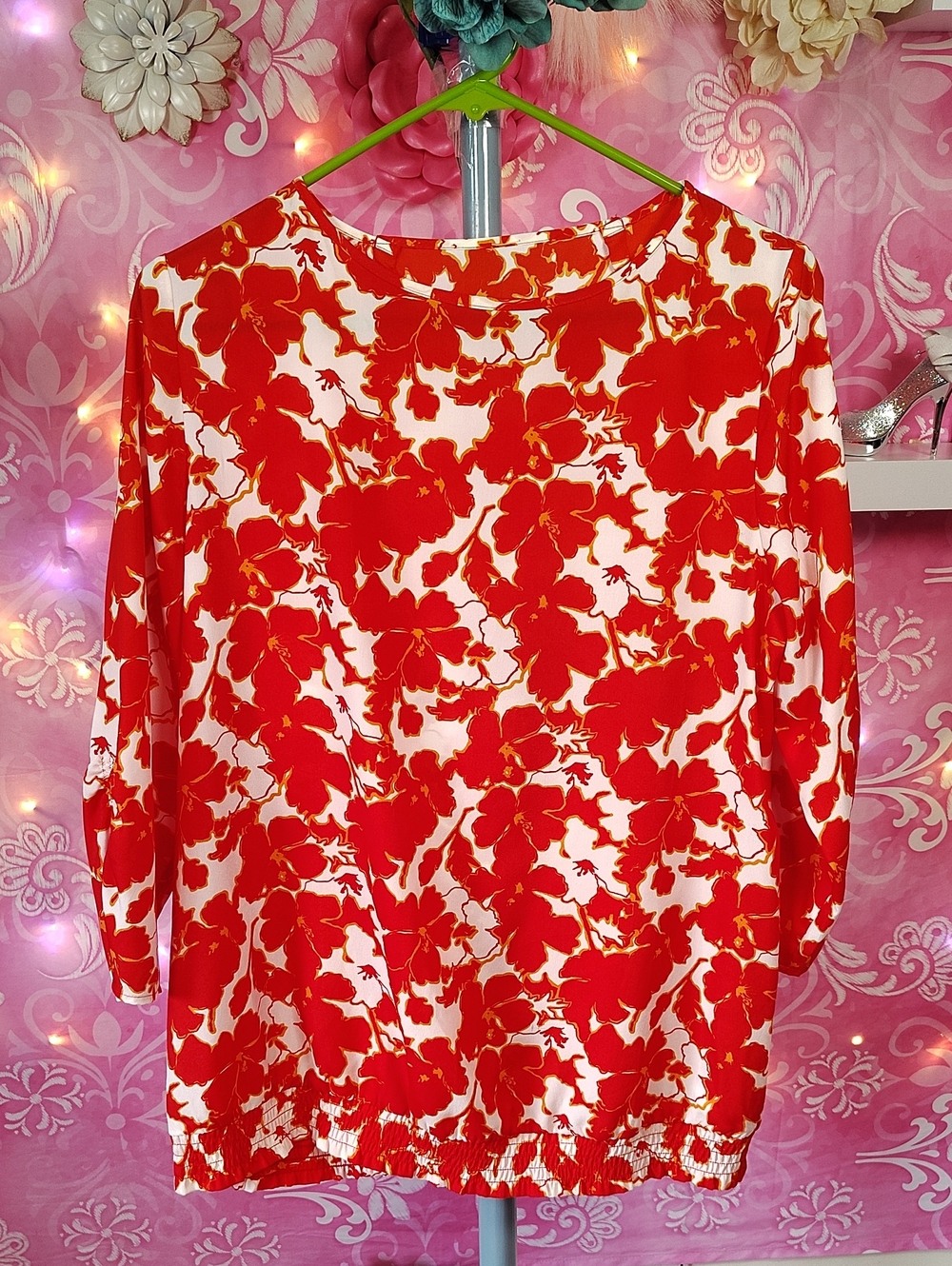 Vibrant Orange Floral Print Top